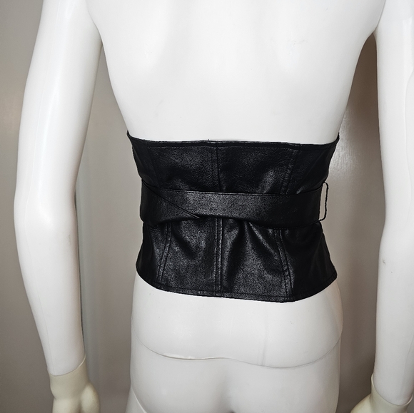 Womens Belted Faux Leather Corset Bustier Size S/M Sexy Clubwear - Picture 14 of 16